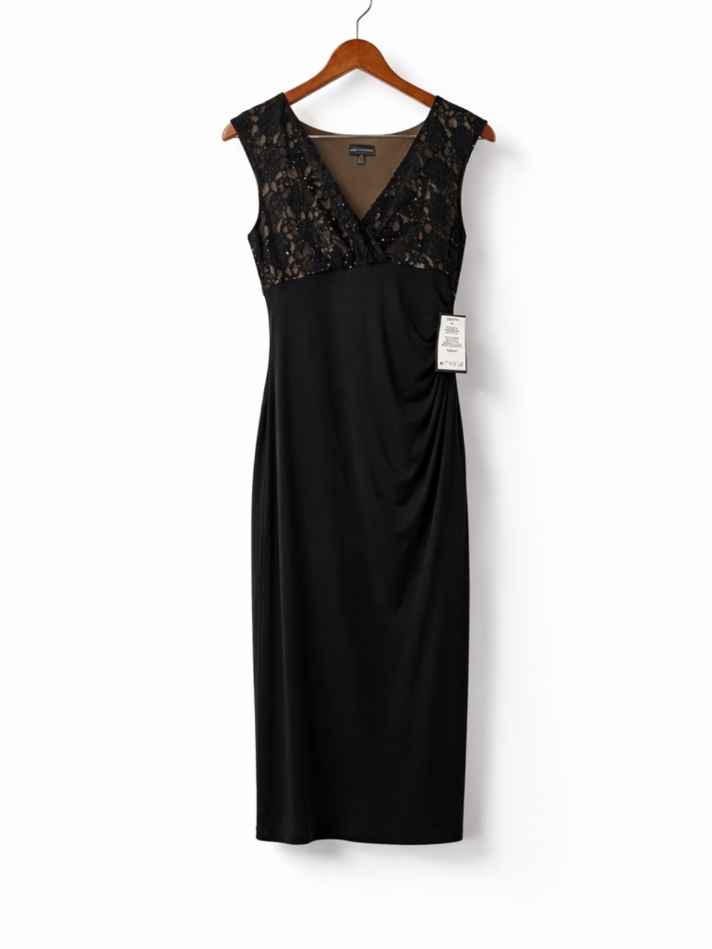 Black sequin Dress long Connected Apparel Black Lace Sequin Dress NWT Size 12